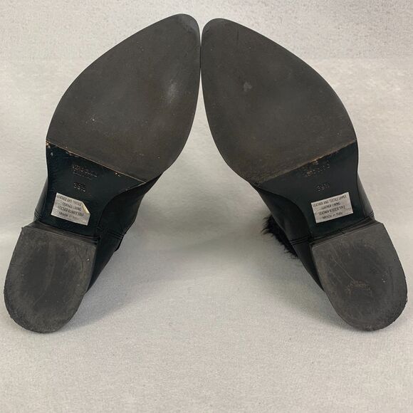 Sesto Meucci Black Leather Sock Boots 39.5 Pointed Toe Block Heel Avant Garde - Picture 7 of 9